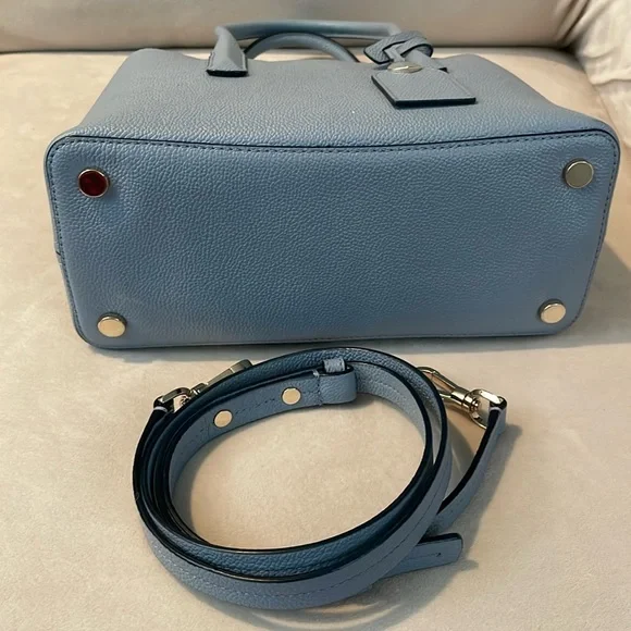 Kate Spade Margaux Medium Satchel Crossbody Bag in Blue with Silver Hardware - Picture 6 of 17